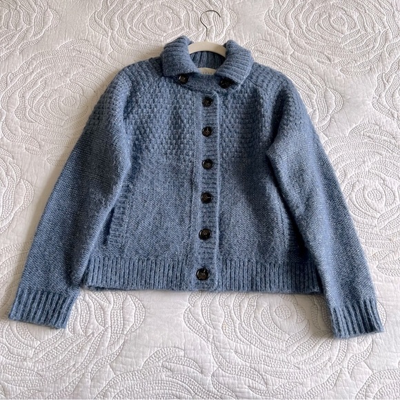 The GREAT - Shrunken Hearth Cardigan - Salt Water Blue - Picture 4 of 15